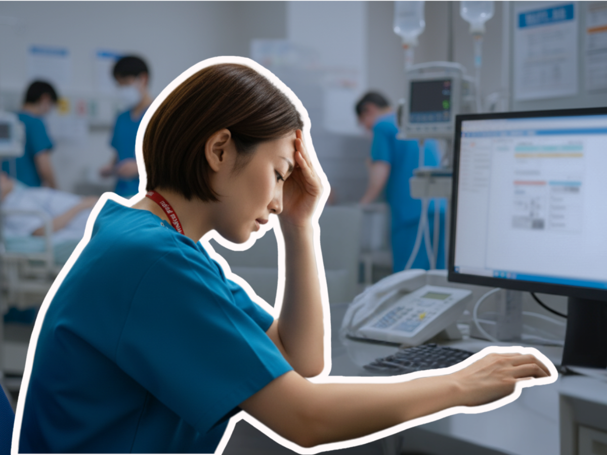 従来の記録方法 - PCに向かってタイピング